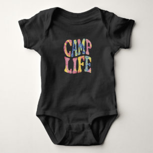Camping Summer Girls Camp Life Tie-Die Retro  Baby Bodysuit