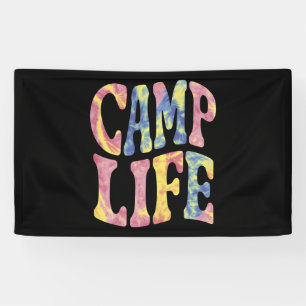Camping Summer Girls Camp Life Tie-Die Retro  Banner