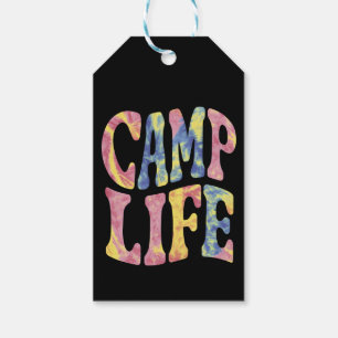Camping Summer Girls Camp Life Tie-Die Retro Gift Tags
