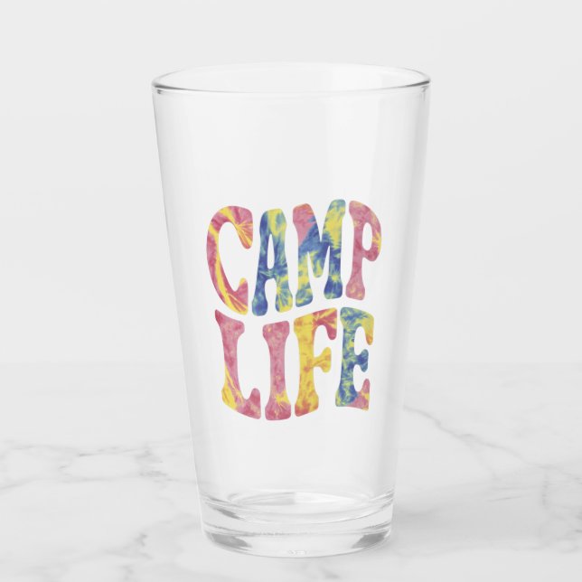Camping Summer Girls Camp Life Tie-Die Retro  Glass (Front)