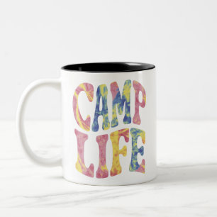 Camping Summer Girls Camp Life Tie-Die Retro Two-Tone Coffee Mug