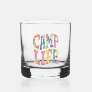 Camping Summer Girls Camp Life Tie-Die Retro Whiskey Glass
