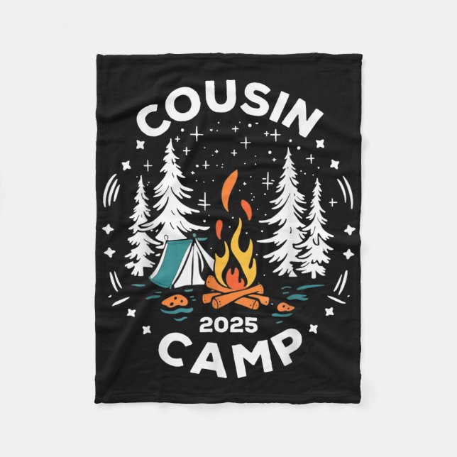 Camping Summer Vacation Crew Cousin Camp 2025  Fleece Blanket (Front)