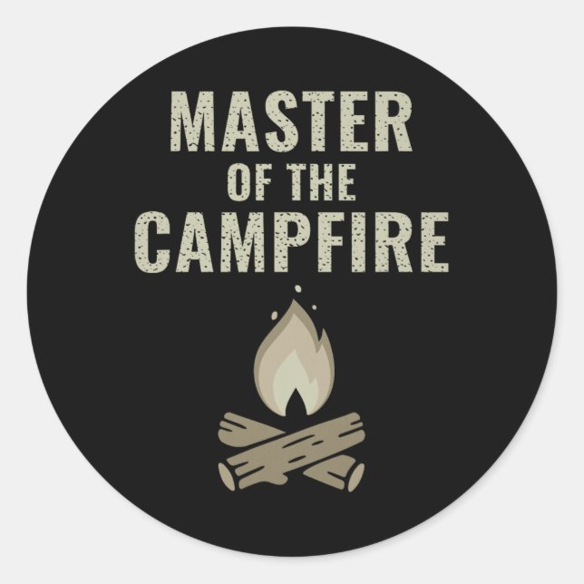 Camping T Shirt Master Of The Campfire Gift  Classic Round Sticker (Front)