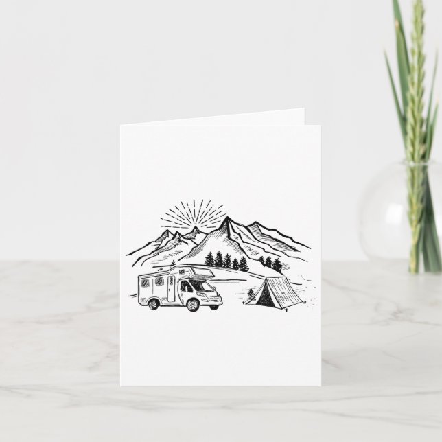 Camping Tee Tent Adventure And Campfire Mountain H Card (Front)