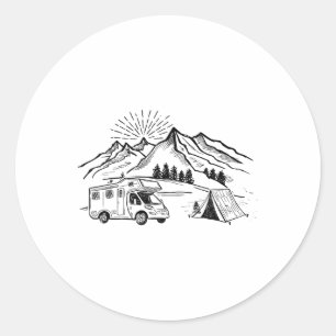 Camping Tee Tent Adventure And Campfire Mountain H Classic Round Sticker