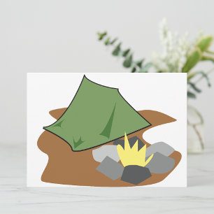 Camping Tent and Campfire Outdoor Adventure  Invitation