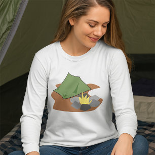 Camping Tent and Campfire Outdoor Adventure  T-Shirt