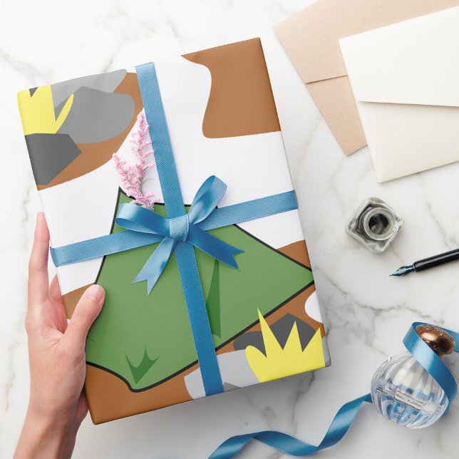 Camping Tent and Campfire Outdoor Adventure  Wrapping Paper (Creator Uploaded)