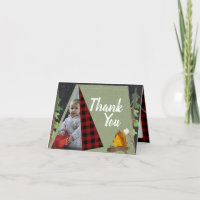Camping Tent and Campfire with Photo Thank You