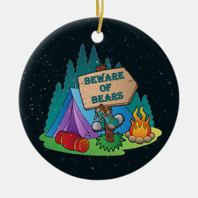 CAMPING TENT BEWARE BEARS ORNAMENT (Front)