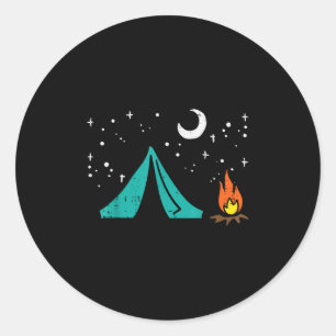 Camping Tent Campire Camper Boys Girls Kids Men Wo Classic Round Sticker