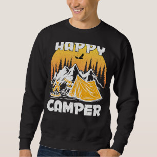 Camping Tent Happy Camper Outdoor Activity Vintage Sweatshirt