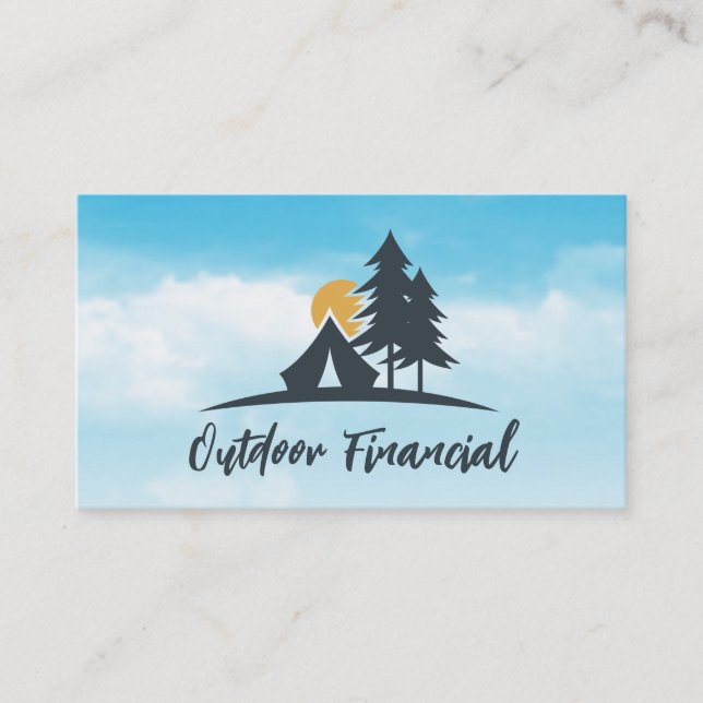 Camping Tent in the Woods | Sky Business Card (Front)