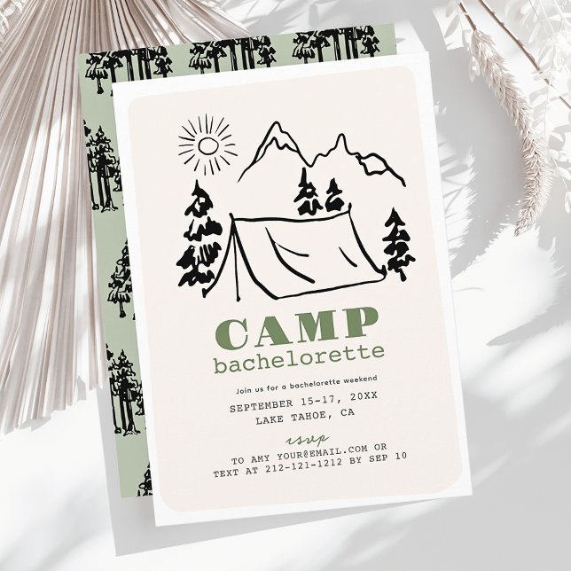 Camping Tent Mountain Bachelorette Party Invitation (Creator Uploaded)