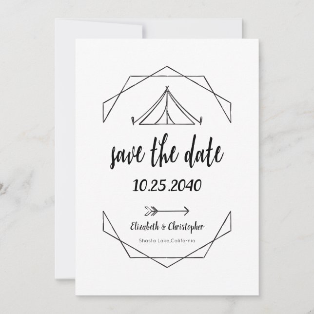 Camping Tent Outdoor Wedding Save The Date (Front)