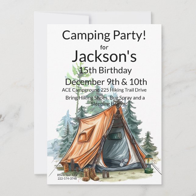 Camping Tent, Scene Birthday  Invitation (Front)