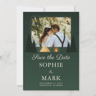Camping Tent Stars Photo Wedding Save the Date Invitation
