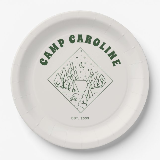 Camping Theme Bachelorette Party Paper Plate (Front)