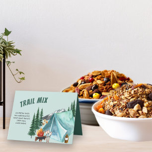 Camping Theme Editable Party Food Label Tent Sign Thank You Card