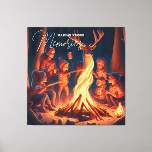 Camping Themed Art Making S'mores Canvas Print