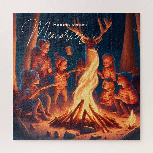 Camping Themed Art | Making S'mores  Jigsaw Puzzle (Vertical)