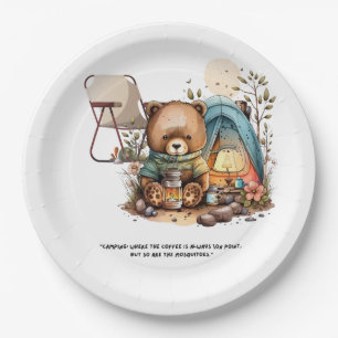 Camping themed Funny Saying for Camper Paper Plate