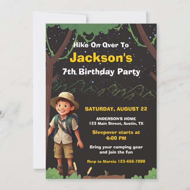 Camping Themed Outdoor Adventure Birthday Invitation (Front)