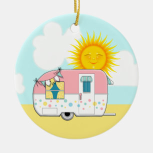 Camping Trailer Ceramic Tree Decoration