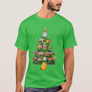 Camping Trailer Christmas Tree Camping Camper RV X T-Shirt