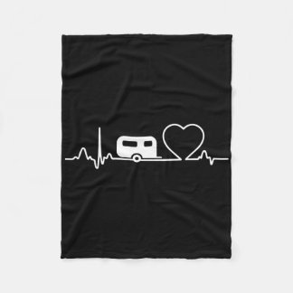 Camping Trailer Rv Heartbeat Shirt Vacation Outdoo Fleece Blanket