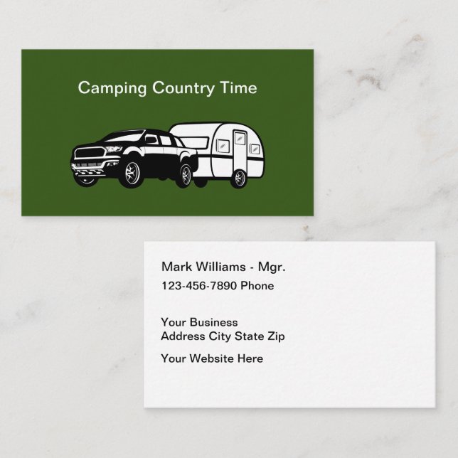 Camping Trailer Vacation Theme Business Cards (Front/Back)