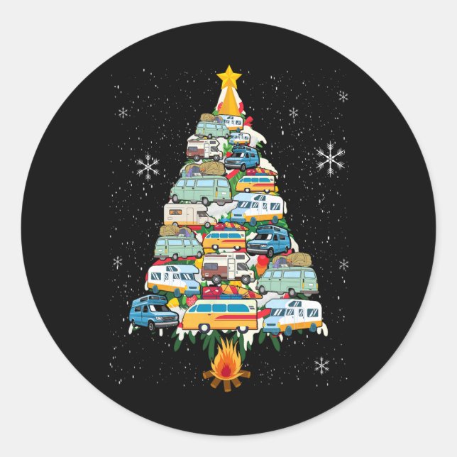 Camping Tree Lover Gift Co. Camper Christmas Tree  Classic Round Sticker (Front)