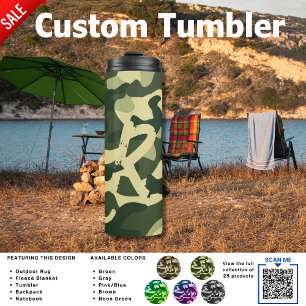 Camping Tumbler ADD INITIAL Camouflage Kids Teen