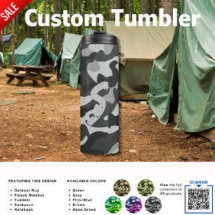 Camping Tumbler ADD INITIAL Camouflage Kids Teen