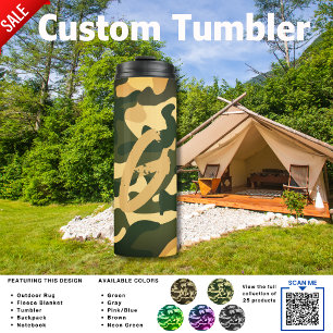 Camping Tumbler ADD INITIAL Camouflage Kids Teen
