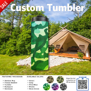 Camping Tumbler ADD INITIAL Camouflage Kids Teen