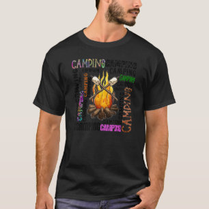 Camping Typography Happy Camper Camping Life  Camp T-Shirt