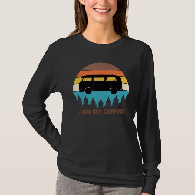 Camping V-Dub Bus Sunset Retro T-Shirt (Front)