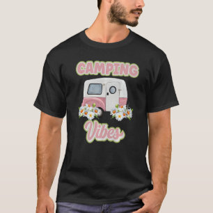 Camping Vibes Boho Retro Camper Wildflowers Daisy T-Shirt