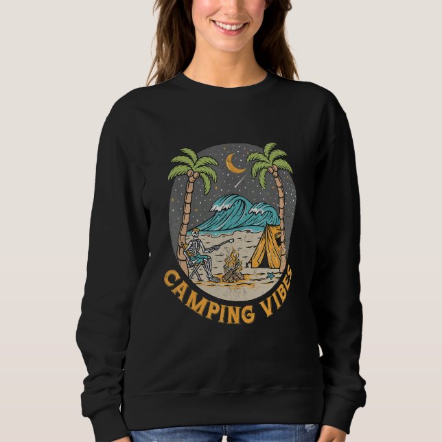Camping Vibes  Happy Camper  Outdoors  Adventure Sweatshirt (Front)