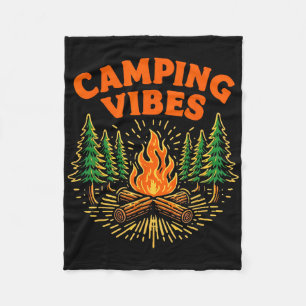 Camping Vibes Nature Lover Camper Fleece Blanket