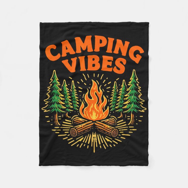 Camping Vibes Nature Lover Camper  Fleece Blanket (Front)