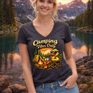 Camping Vibes Only Feels Right V-Neck Tee USA