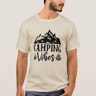 Camping Vibes Only – Retro Campfire & Mountain Adv T-Shirt