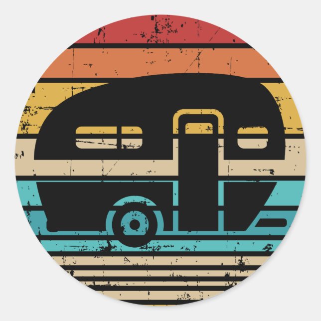 Camping vintage Caravan trailer Classic Round Sticker (Front)