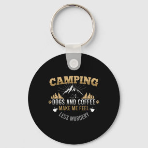 Camping With Dog And Coffee Is My Therapy Camper H Key Ring