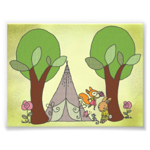 camping with fox photo print