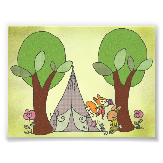 camping with fox photo print (Front)