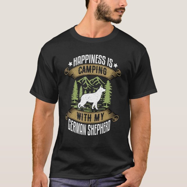 Camping With German Shepherd Camp Camping And Dogs T-Shirt (Front)